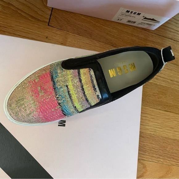 MSGM Multicolor Tweed Platform Slip-on Sneakers - Picture 12 of 14
